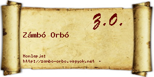 Zámbó Orbó névjegykártya